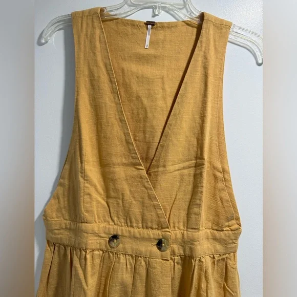 Free People / Women's Yellow Sleeveless Cotton Wrap Dress / Size M. - Picture 4 of 9
